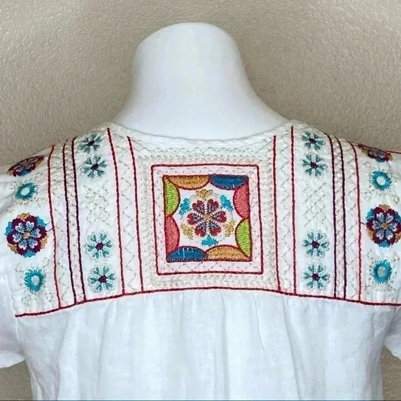 Johnny Was Los Angeles 100% linen embroidered tunic dress size XS - Picture 8 of 8